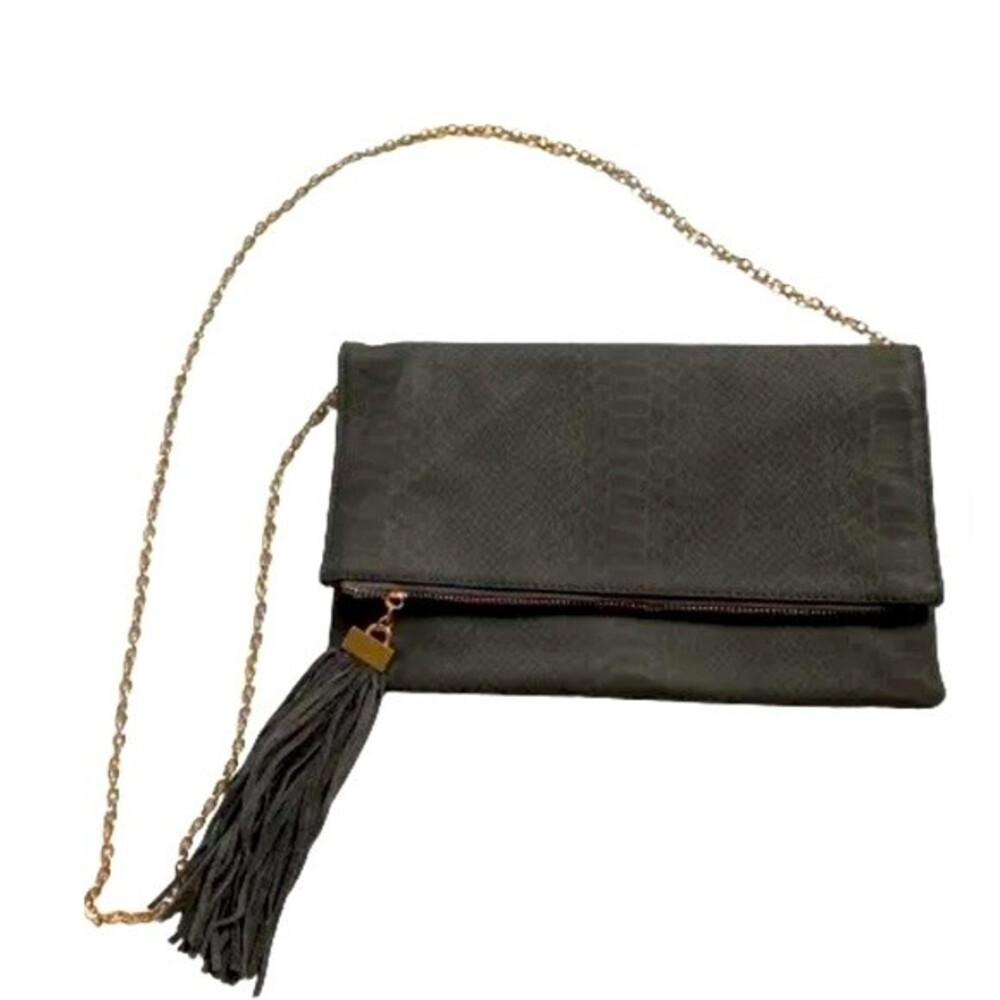 VTG Moda Luxe Purse Crossbody Chain ,Leather Shoulder Bag Gray Snake Never Used